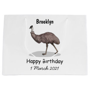 Sacola Para Presentes Grande Ilustração de desenho animado de aves da Emu