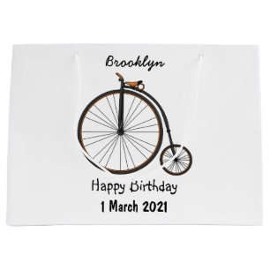 Sacola Para Presentes Grande Ilustração de desenho animado de bicicleta de alta