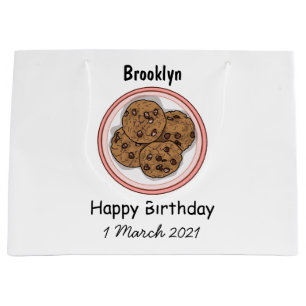 Sacola Para Presentes Grande Ilustração de desenho animado de cookie com gotas