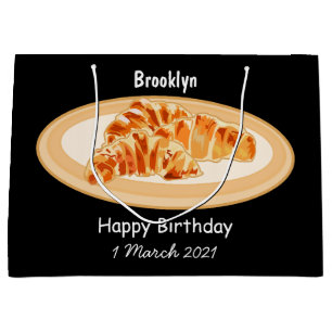 Sacola Para Presentes Grande Ilustração de desenho animado de croissant