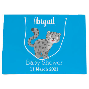 Sacola Para Presentes Grande Ilustração de desenho animado de leopardo-da-neve