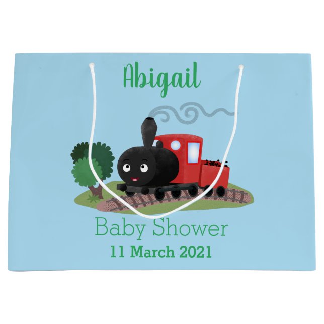 Sacola Para Presentes Grande Ilustração de desenho animado de locomotiva de com (Frente)