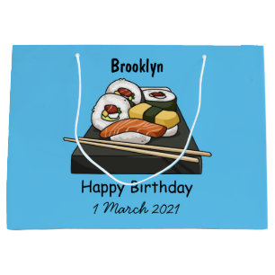 Sacola Para Presentes Grande Ilustração de desenho animado Sushi