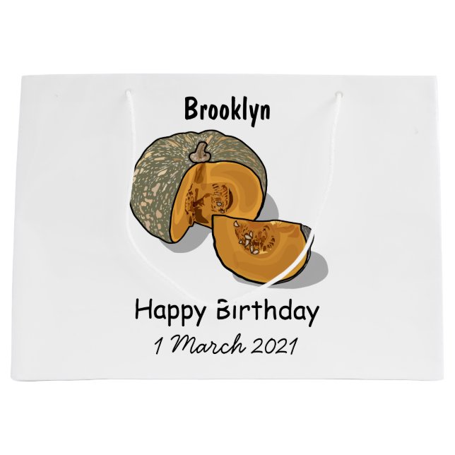 Sacola Para Presentes Grande Ilustração de desenho de abóbora (Frente)