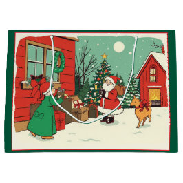 Sacola Para Presentes Grande Ilustração de natais vintages