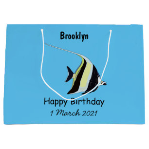 Sacola Para Presentes Grande ilustração de peixe idoso maometano de desenho ani