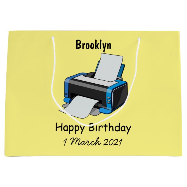 Sacola Para Presentes Grande Ilustração do desenho da impressora (Frente)