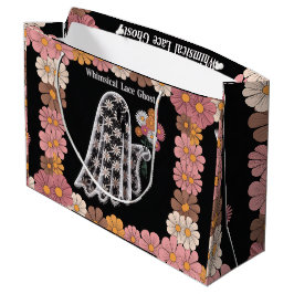 Sacola Para Presentes Grande Ilustração do Fantasma do Lace Whimsical com Flora