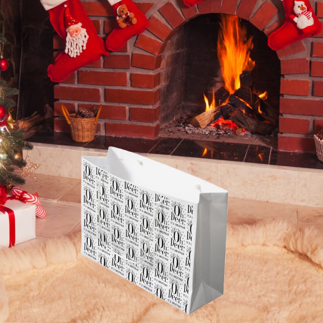 Sacola Para Presentes Grande Ilustração engraçada de veado de Natal grande saco (Criador carregado)