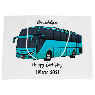 Sacola Para Presentes Grande Ilustração moderna do desenho animado do ônibus de