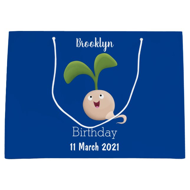 Sacola Para Presentes Grande Imagem de desenho animado de sementes felizes e bo (Frente)