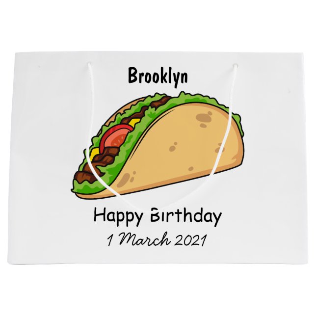 Sacola Para Presentes Grande Imagem de desenho animado do Taco (Frente)