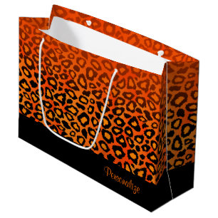 Sacola Para Presentes Grande Impressão animal do leopardo alaranjado
