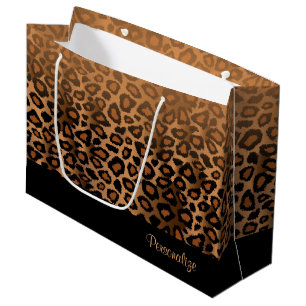 Sacola Para Presentes Grande Impressão animal do leopardo de Brown