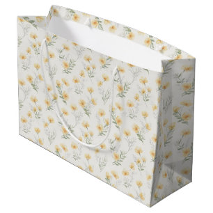 Sacola Para Presentes Grande Impressão Botânica de Flores Silvestres Amarelas C