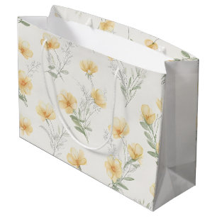 Sacola Para Presentes Grande Impressão Botânica de Flores Silvestres Cottagecor