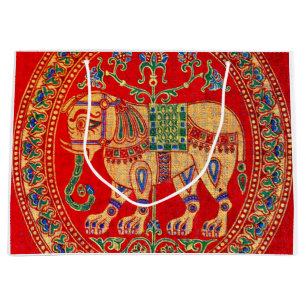 Sacola Para Presentes Grande impressão de elefantes da Índia Oriental