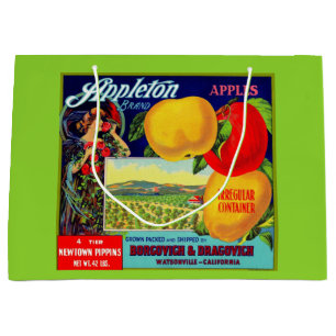 Sacola Para Presentes Grande impressão de etiqueta da caixa de maçãs do Appleto