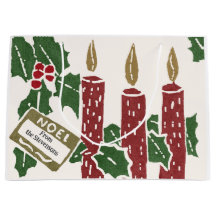 Impressão de Natal em Linóleo Vintage Velas