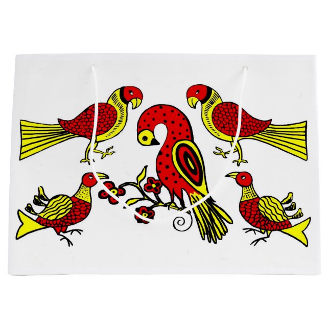 Sacola Para Presentes Grande Impressão de pássaros de arte foliar na Pensilvâni (Frente)