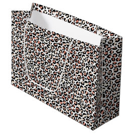 Sacola Para Presentes Grande Impressão do Leopardo Branco Preto e Rosa         