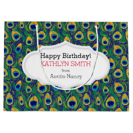 Sacola Para Presentes Grande Impressão em Animais de Pera Pavão