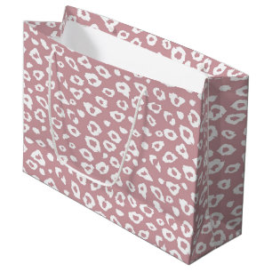 Sacola Para Presentes Grande Impressão Leopardo Cor-de-Rosa e Branco