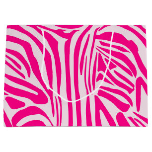 Sacola Para Presentes Grande Impressão zebra rosa