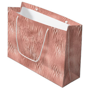 Sacola Para Presentes Grande Impressão Zebra rosa Dourada