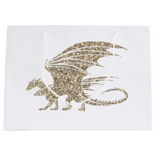Sacola Para Presentes Grande Incrível Ouro Mosaico Dragon