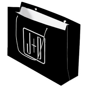 Sacola Para Presentes Grande Iniciais Monogramadas Modernas Preto e Branco