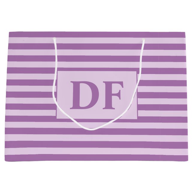 Sacola Para Presentes Grande Iniciais Personalizados - Linhas Roxas (Frente)