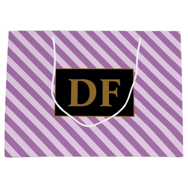 Sacola Para Presentes Grande Iniciais Personalizados - Linhas Roxas (Frente)