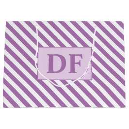 Sacola Para Presentes Grande Iniciais Personalizados - Linhas Roxas/Brancas