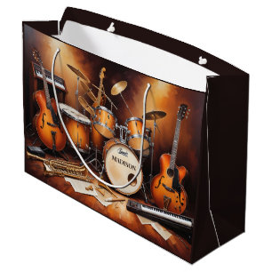 Sacola Para Presentes Grande Instrumentos Musicais de Nome Personalizado