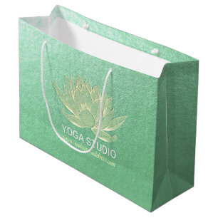 Sacola Para Presentes Grande Instrutor de Meditação do YOGA Studio Reiki Dourad
