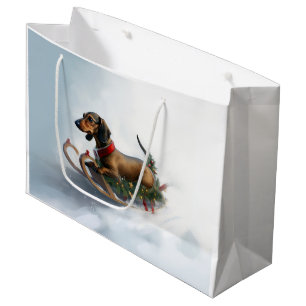 Sacola Para Presentes Grande Inverno de neve de Natal Dachshund