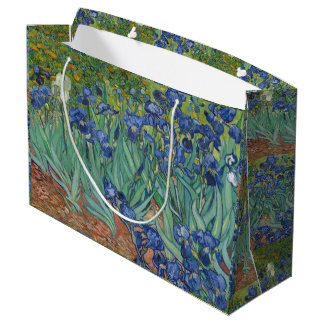 Sacola Para Presentes Grande Íris Azuis Amarelas Verdes Van Gogh