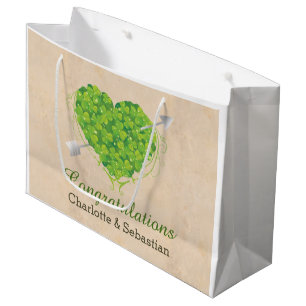 Sacola Para Presentes Grande Irish Wedding Shamrock Heart
