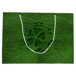 Sacola Para Presentes Grande Irlandês CloverBall do Couro-Olhar