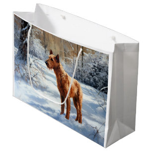 Sacola Para Presentes Grande Irlandês Terrier Deixe-o nevar no Natal
