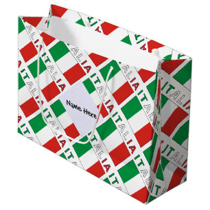 Sacola Para Presentes Grande Itália e Bandeira Italiana Ladrilhada com o Seu No