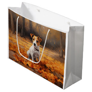 Sacola Para Presentes Grande Jack Russell no outono deixa cair inspiração