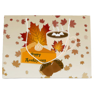 Sacola Para Presentes Grande Janto de Ação de Graças Cuisine Pumpkin Pie Hot Ch