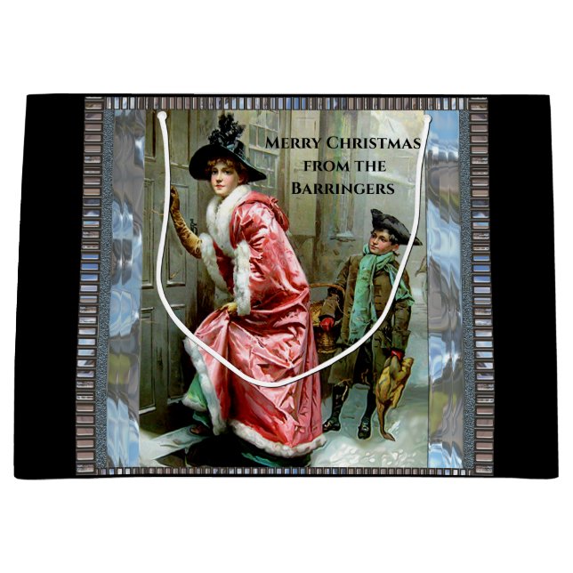 Sacola Para Presentes Grande Janto de Natal Vitoriano (Frente)