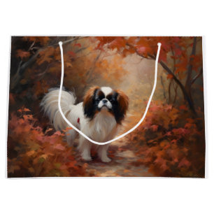 Sacola Para Presentes Grande Japanese Chin no Outono Folhas Caem Inspiram