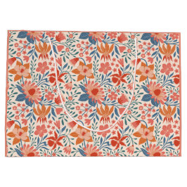 Sacola Para Presentes Grande Jardim Coral e Turquesa Floresce em Bege Suave