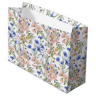 Sacola Para Presentes Grande Jardim de Campo de Flores Silvestres Caprichoso