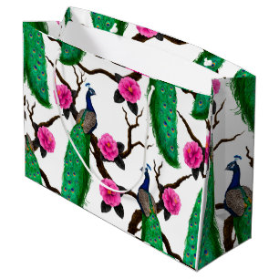Sacola Para Presentes Grande Jardim de Peacock