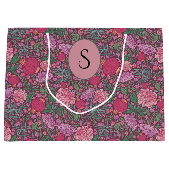 Sacola Para Presentes Grande Jardim de Primavera Lanternas de Papel Japonesas d (Frente)